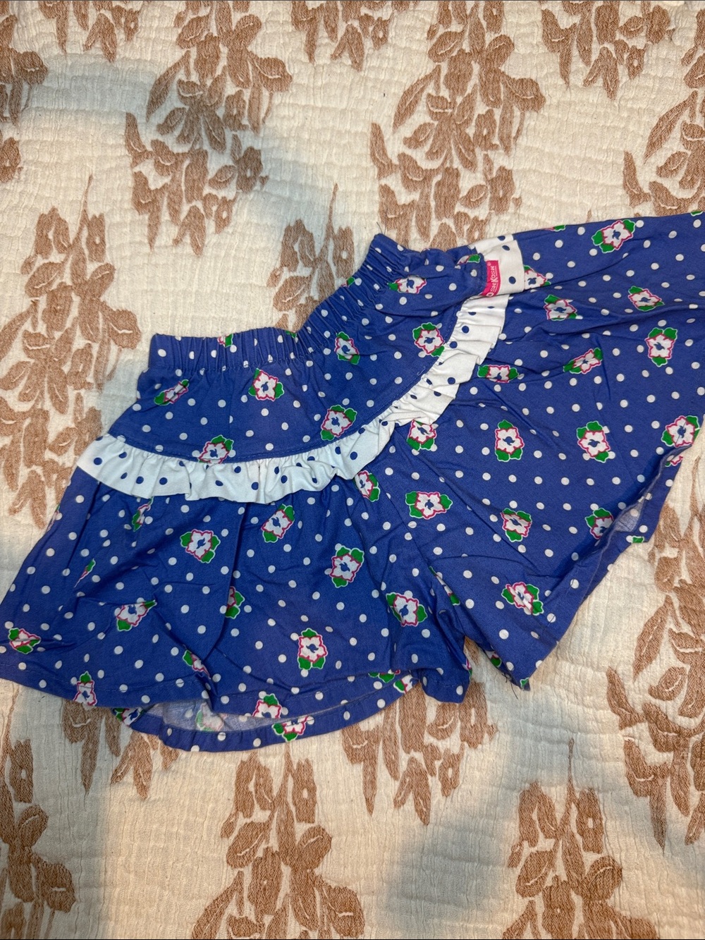 OshKosh B'gosh Royal Blue Polka Dot Floral Ruffle Skort
